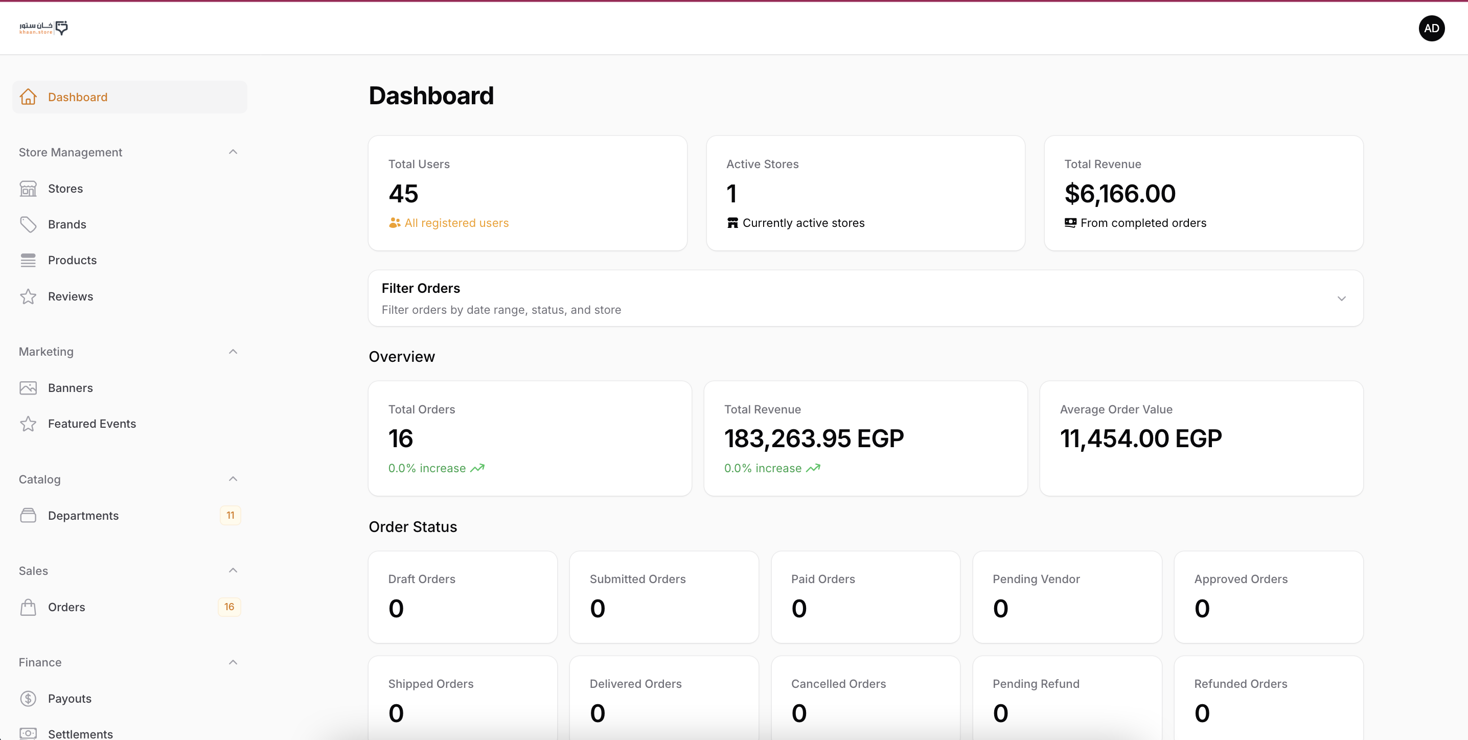 Khaan Admin Panel