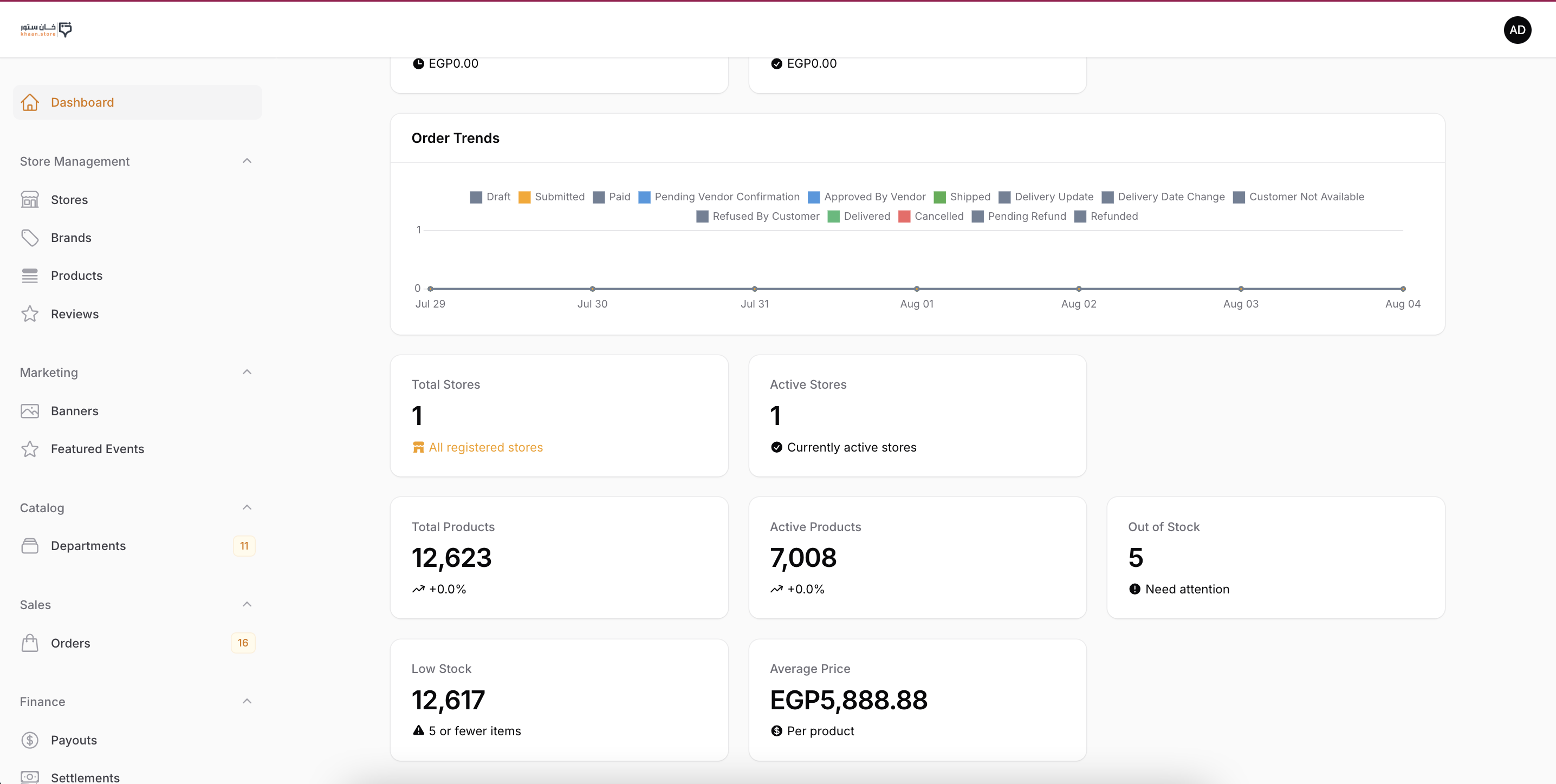 Khaan Vendor Dashboard