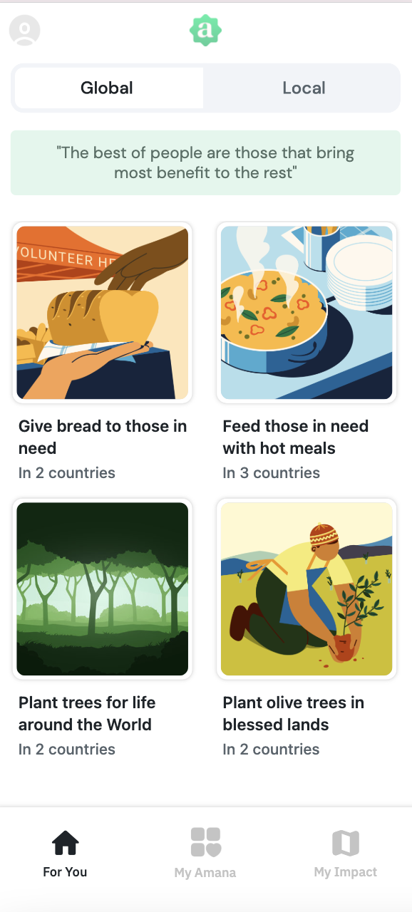 Amana Charity Platform screenshot